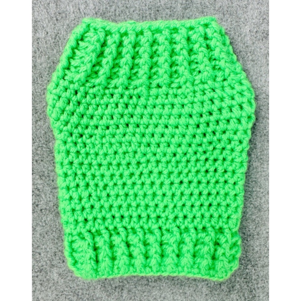 Dog Sweater XS Green Small Breed Handmade Crocheted Pullover Cozy Pet‎
